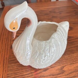 Vintage iridescent swan planter
